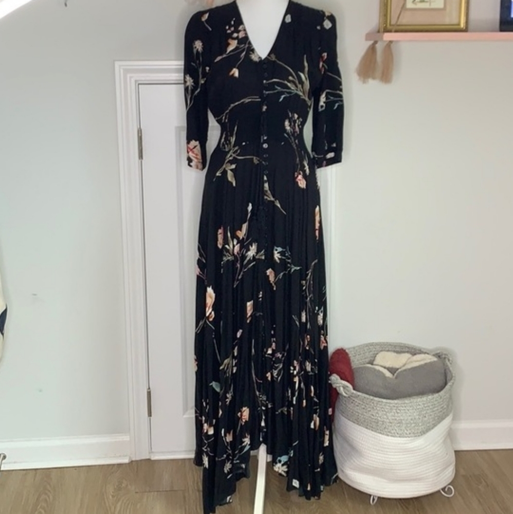 Jaase for Anthropologie Indiana black maxi dress